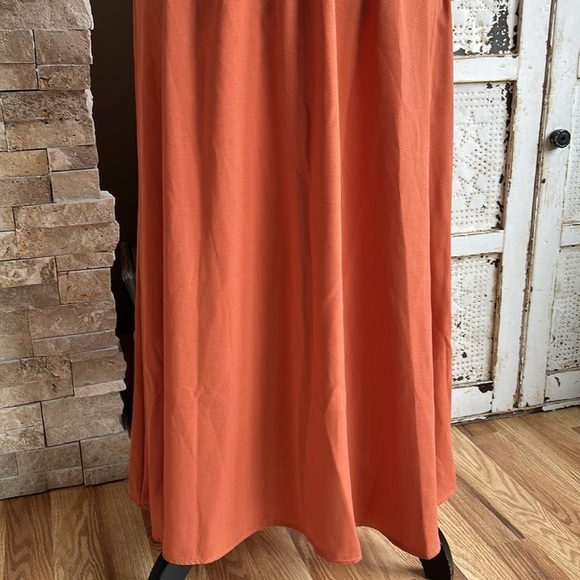 Shein burnt orange A-line back cut out boho sleeveless dress - Picture 4 of 15